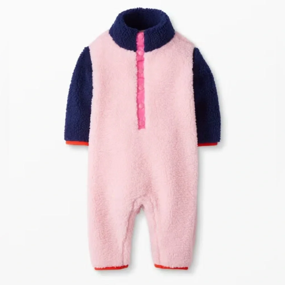 HANNA ANDERSSON Baby Warm Pink Faux Shearling One Piece 3-6 Months - Picture 1 of 5